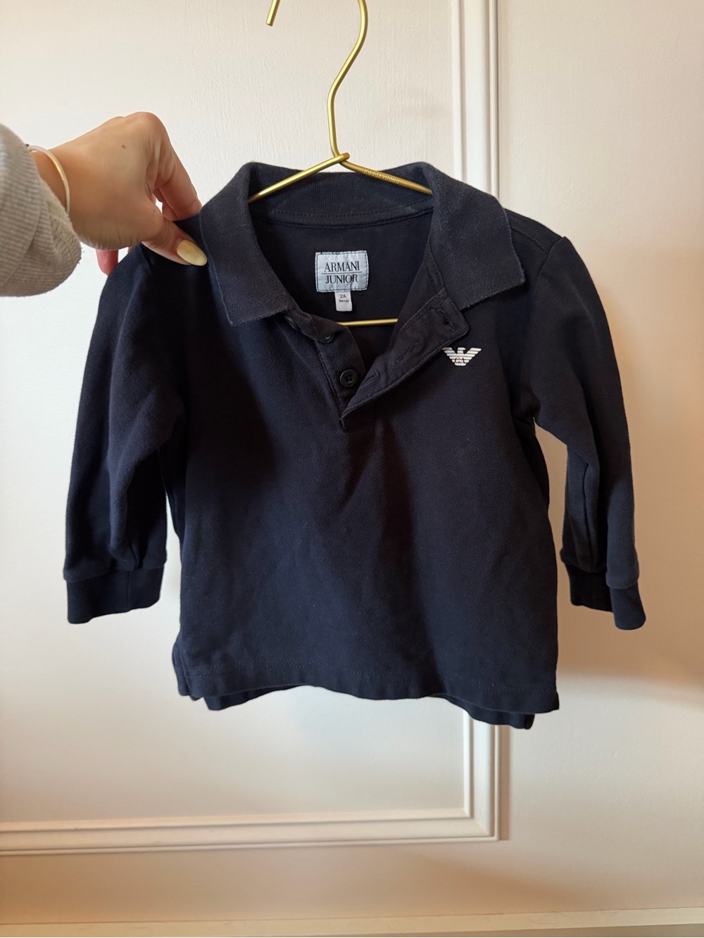 armani junior black polo long sleeve